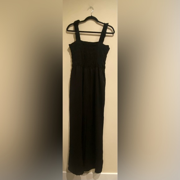 Black NSR Smocked Ruffle Trim Jumpsuit - Picture 4 of 11